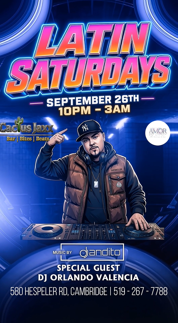 Latin Saturday — Saturday September 26, 10 PM–3 AM, djandito and Special Guest DJ Orlando Valencia at Cactus Jaxx Cambridge
